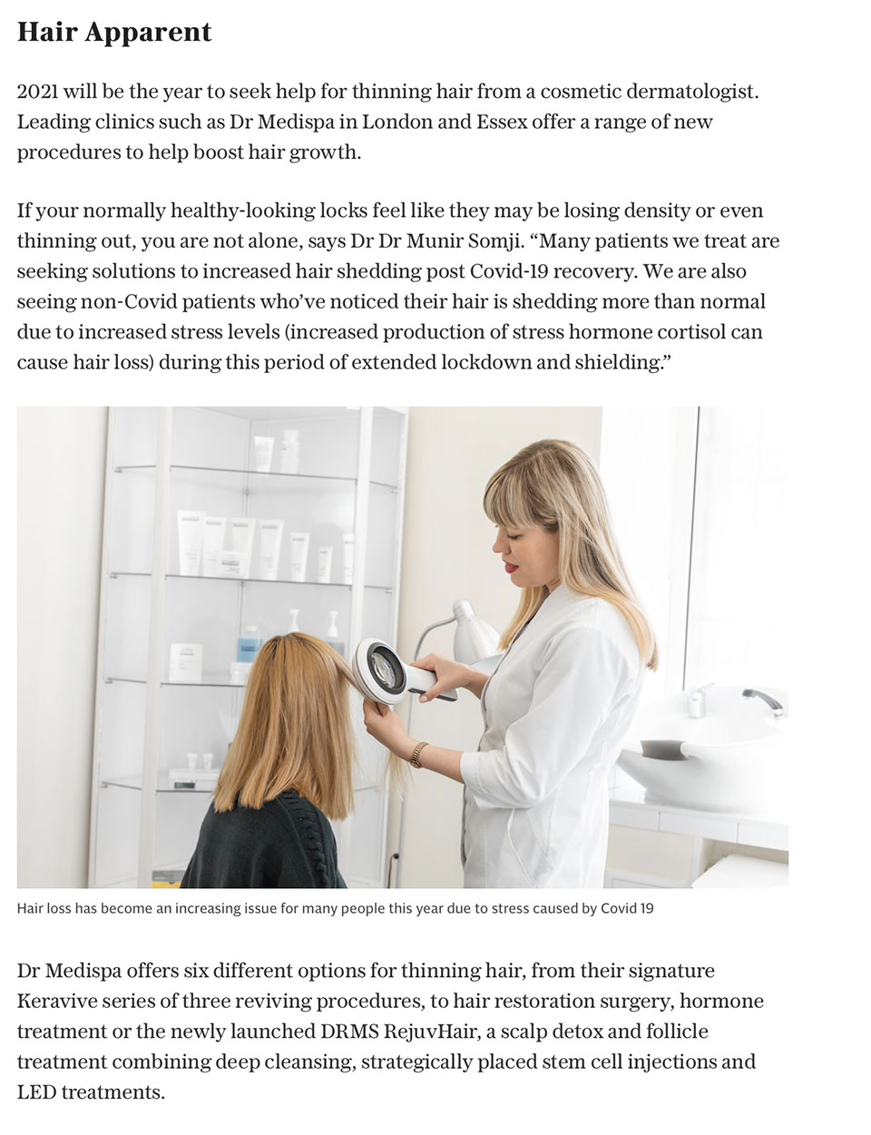 Dr Medispa on New Procedures to Help Boost Hair Growth